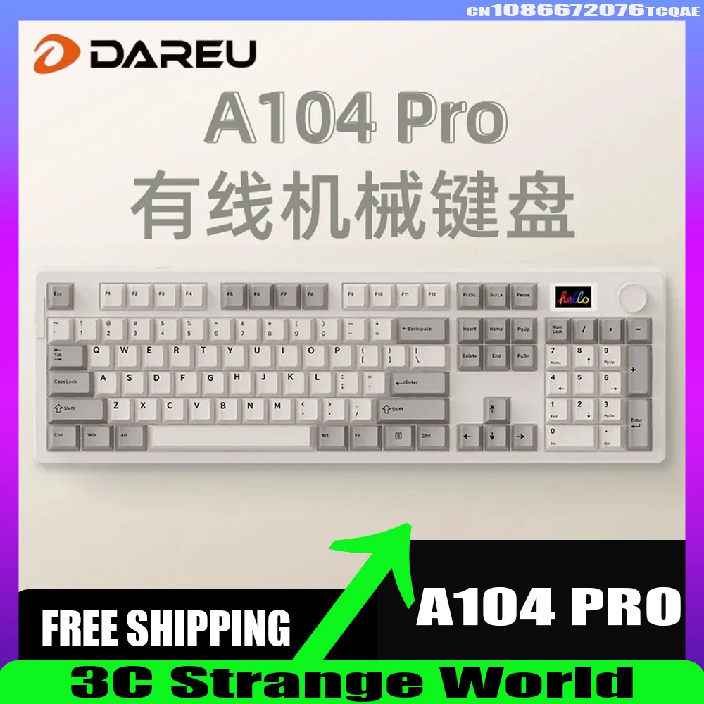 

Механическая Проводная клавиатура Dareu A104PRO с RGB-подсветкой и низкой задержкой, индивидуальная клавиатура, аксессуары для электроспорта для компьютера, игровые подарки