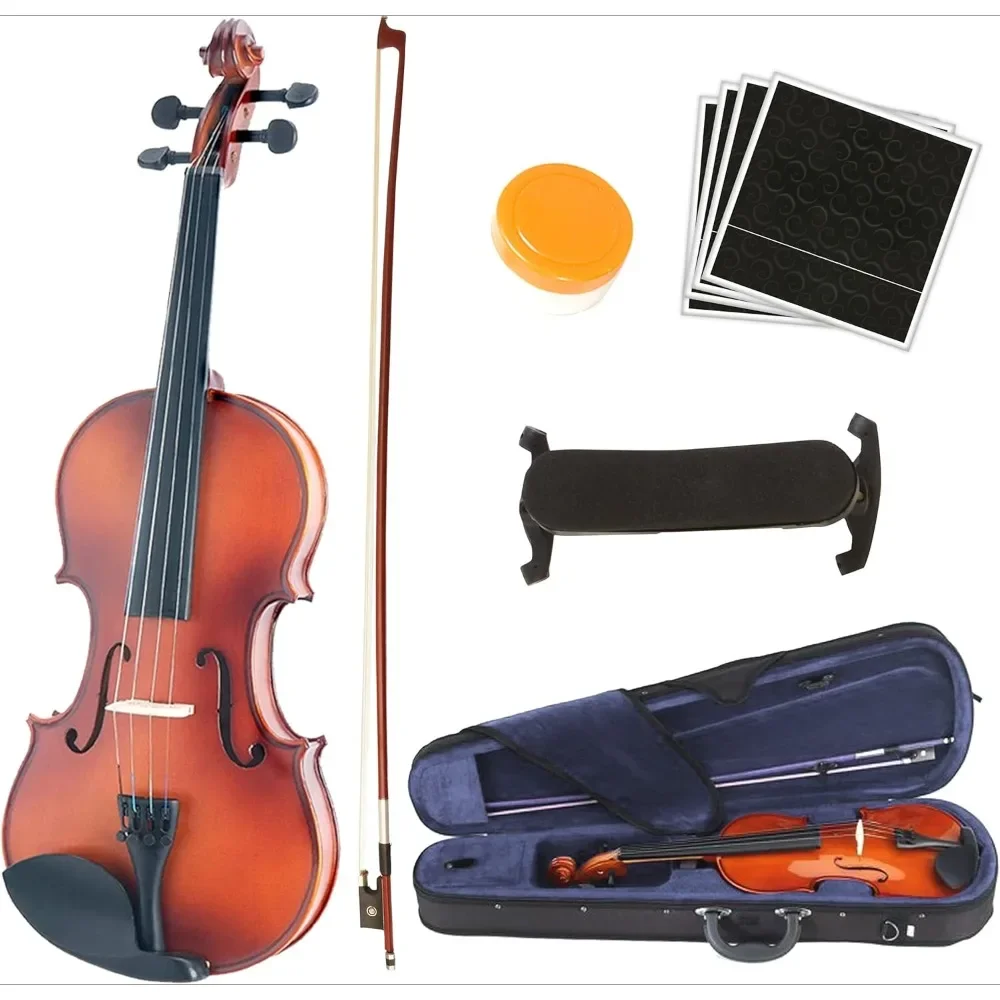 Violin for Beginners, Beginner Kit for Student W/Hard Case, Rosin, Bow-Starter Violins, Wooden Stringed Musical Instruments