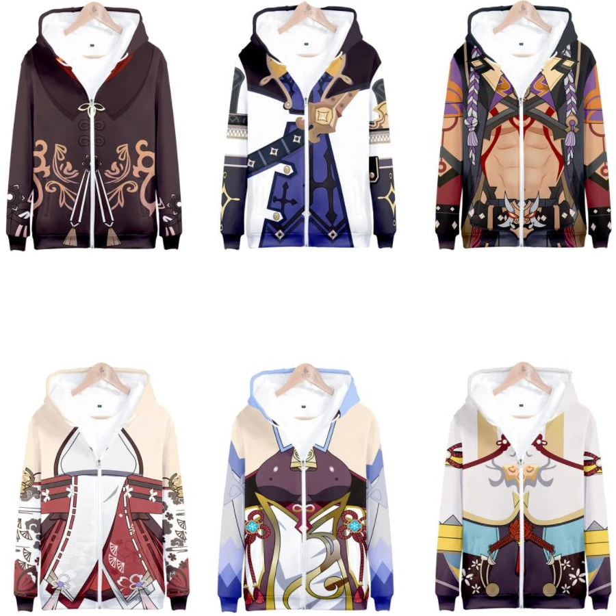 

Genshin Impact Arataki Itto Venti Hu Tao Diluc Kaeya Alberch Albedo Cosplay Costume Unisex 3D Hoodie Zipper Hooded Jacket coats