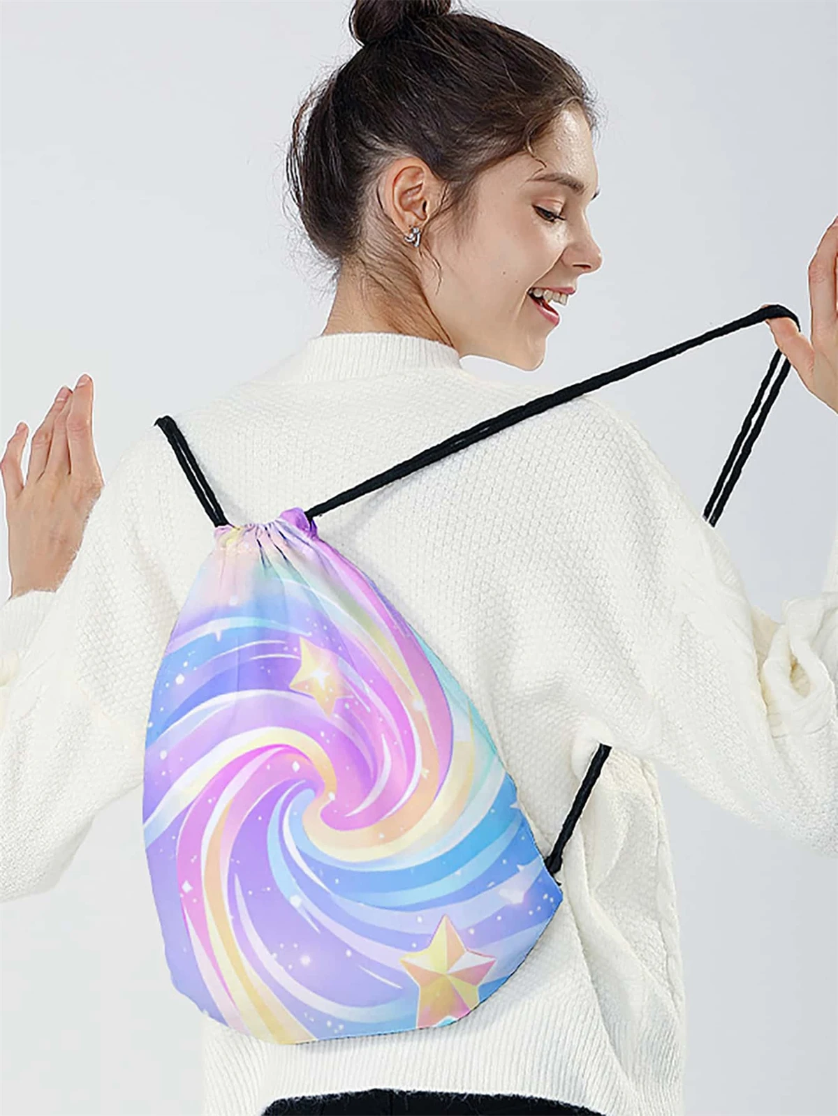 Polyester Drawstring School Book Bag Boys Girls Kids Adult Gym PE Kit Sack Dance Portable Travel Shopping Pouch Bag