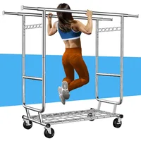 Clothes Rack Heavy Duty Clothing Racks for Hanging Clothes Load 620LBS, Rolling Clothing Rack with Wheels, Adjustable 1