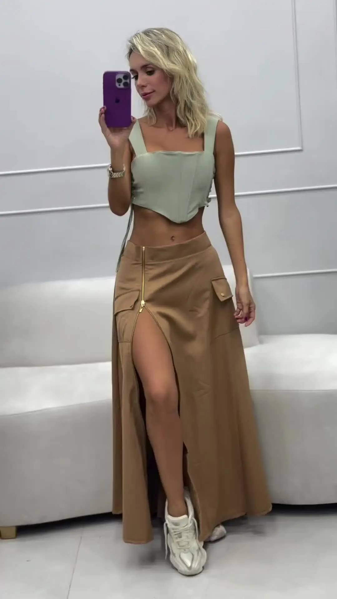 WAYTOBELE Женский летний комплект топ и юбка полиэстер