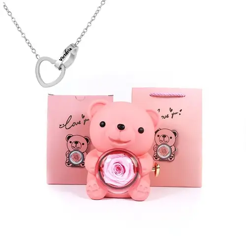 Eternal Rose Teddy Bear Jewelry Box with Custom Name Necklace Valentine Wedding Special Present for Girlfriend Anniversary gift - Image 20