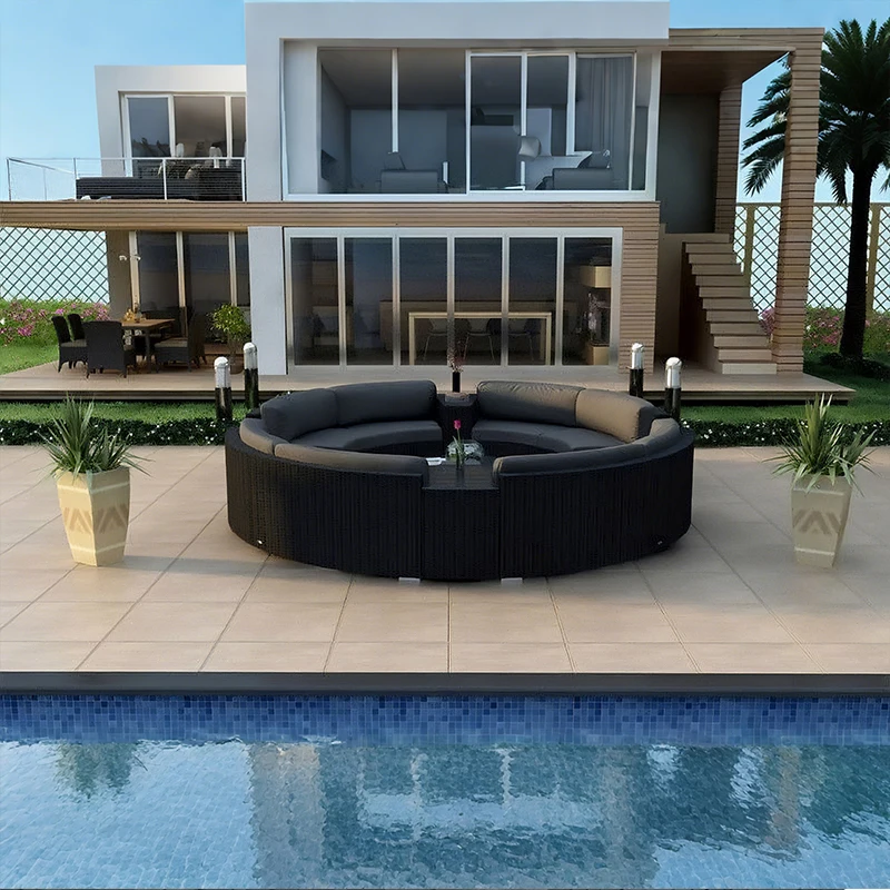 Offerta Speciale: Set Divano da Esterno in Rattan Intrecciato Impermeabile per Tutte le Stagioni, Mobili da Giardino e Patio - immagine 5