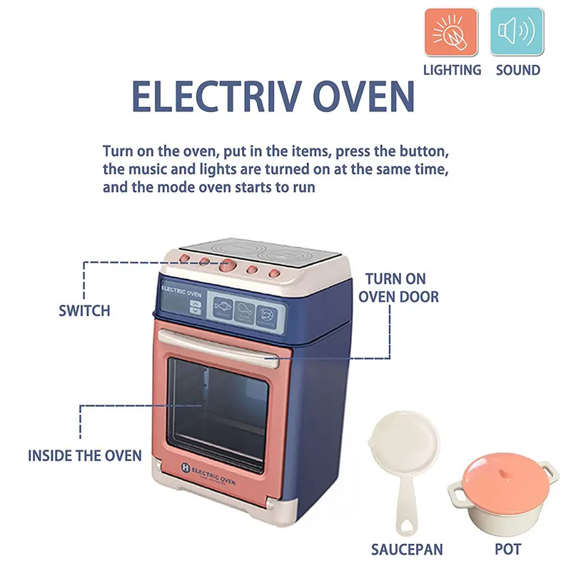 Pretend Kitchen Toys Pretend Kitchen Play Toys Electric Vacuum Cleaner Water Sweeper Household Juicer Dispenser Washing Machine Light Tools Kids