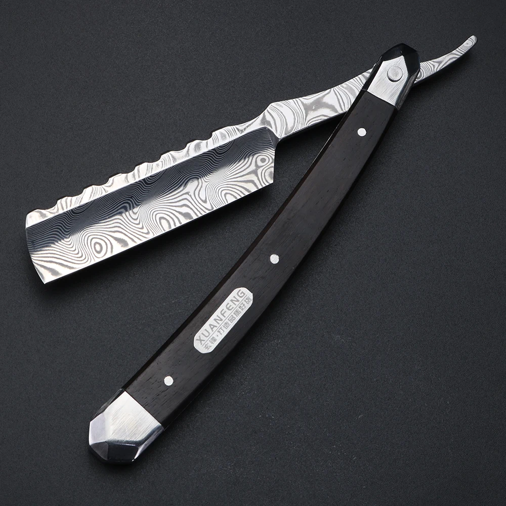 XUANFENG Damascus steel folding razor Hard steel 110 layer high hardness sharp straight razor images - 6