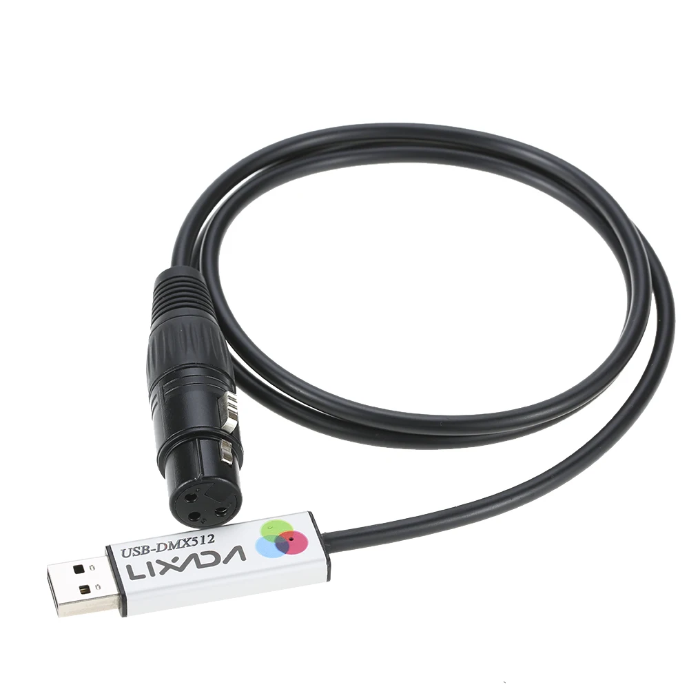 Lixada USB Console d'éclairage USB vers DMX Interface adaptateur LED DMX512 ordinateur PC contrôleur d'éclairage de scène variateur