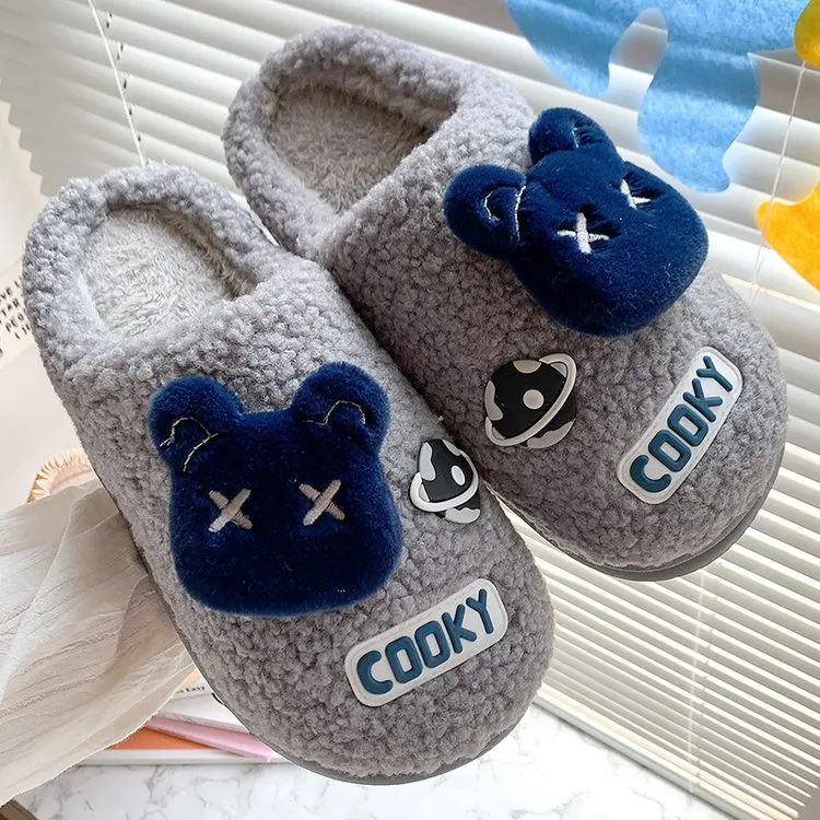 Winter New Ladies Cotton Slippers Simple and Comfortable Animal Cotton Slippers Women Flat Slippers Women Furry Slippers Women