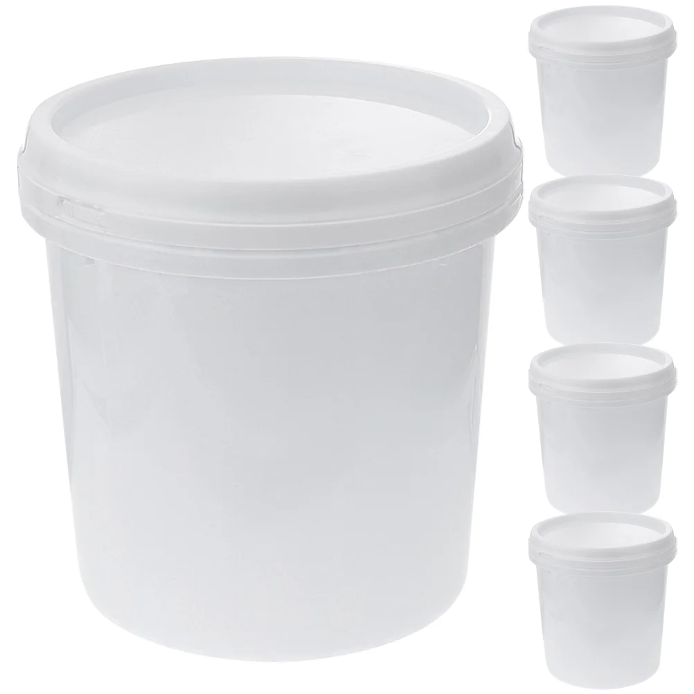 

5Pcs Bucket Pail Toy Tubs Seal Lid Handle 1L Plastic Pail Bucket Multipurpose Toy Tubs Industrial All Storage Bucket