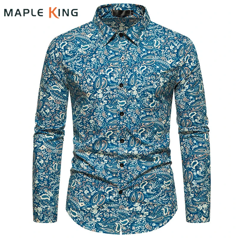 

Paisley Floral Shirts Men Chemise Homme De Luxe 2023 Long Sleeve Wedding Party Dress Button Up Business Shirt Mens Blusas Tops