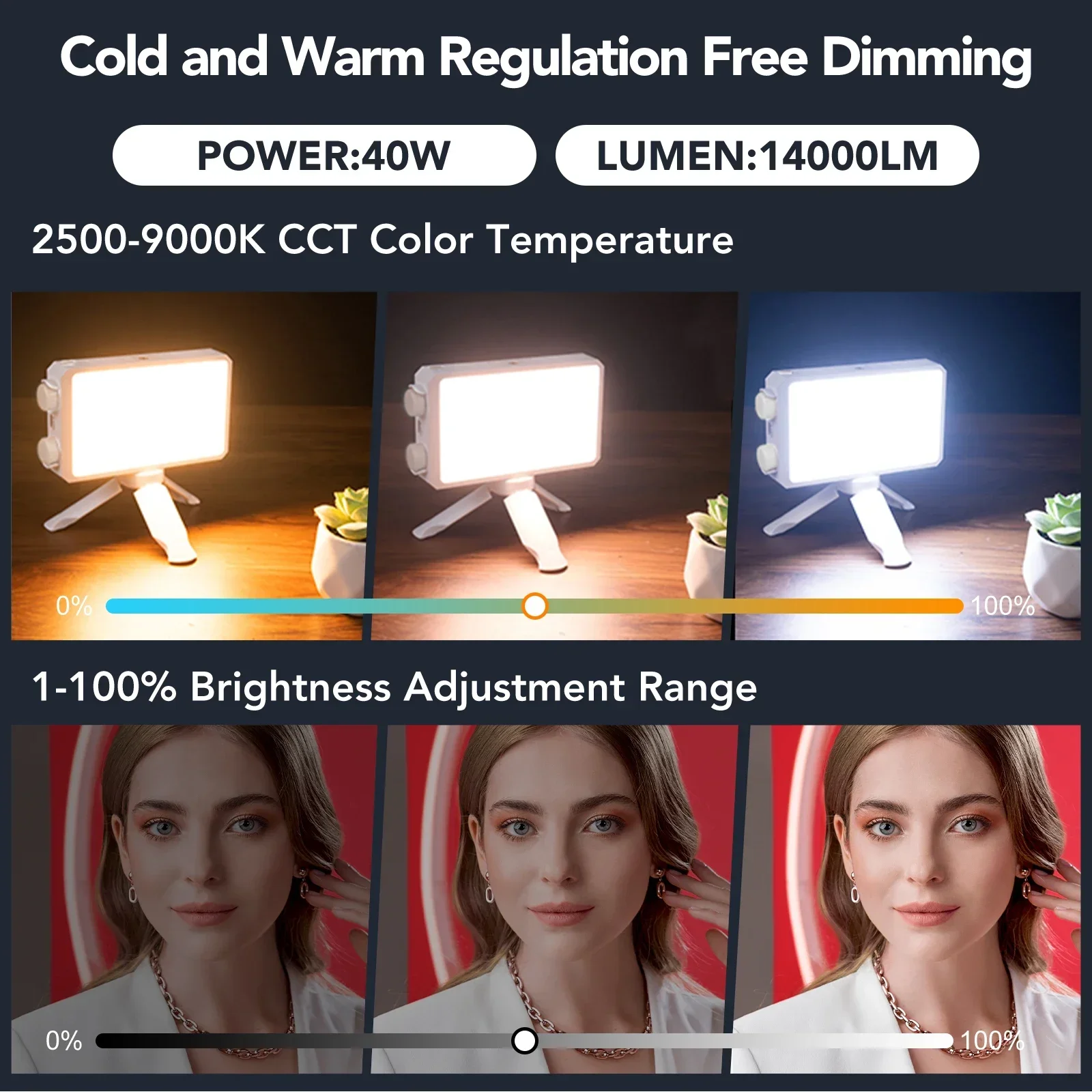 P40LI 40W Bi-color LED Video Light 2500K-6500K Photography Light 3400mAh Studio Photo Lamp Portable Camera Light - | Professional Photo & Video Equipment Supplier - View #2