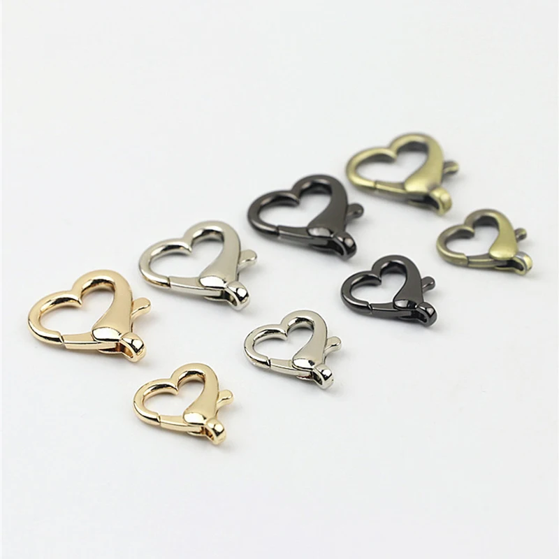 

10pcs Metal Heart Shape Lobster Fashion Mini Snap Hook Necklaces Connectors For Leather Craft Bag Key Ring DIY Jewelry Findings