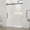 56-60.in W x 72.in H Frameless Shower Door, Water Repellent Black Shower Door Clear Tempered Glass, Easy Sliding Showe Door 1