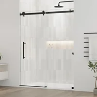 56-60.in W x 72.in H Frameless Shower Door, Water Repellent Black Shower Door Clear Tempered Glass, Easy Sliding Showe Door 1