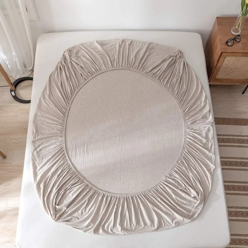 100% Cotton Yarn-dyed Jersey Fabric Fitted Sheet With Elastic Around Mattress Protect Super Soft Flat Sheet Straight Corner 3
