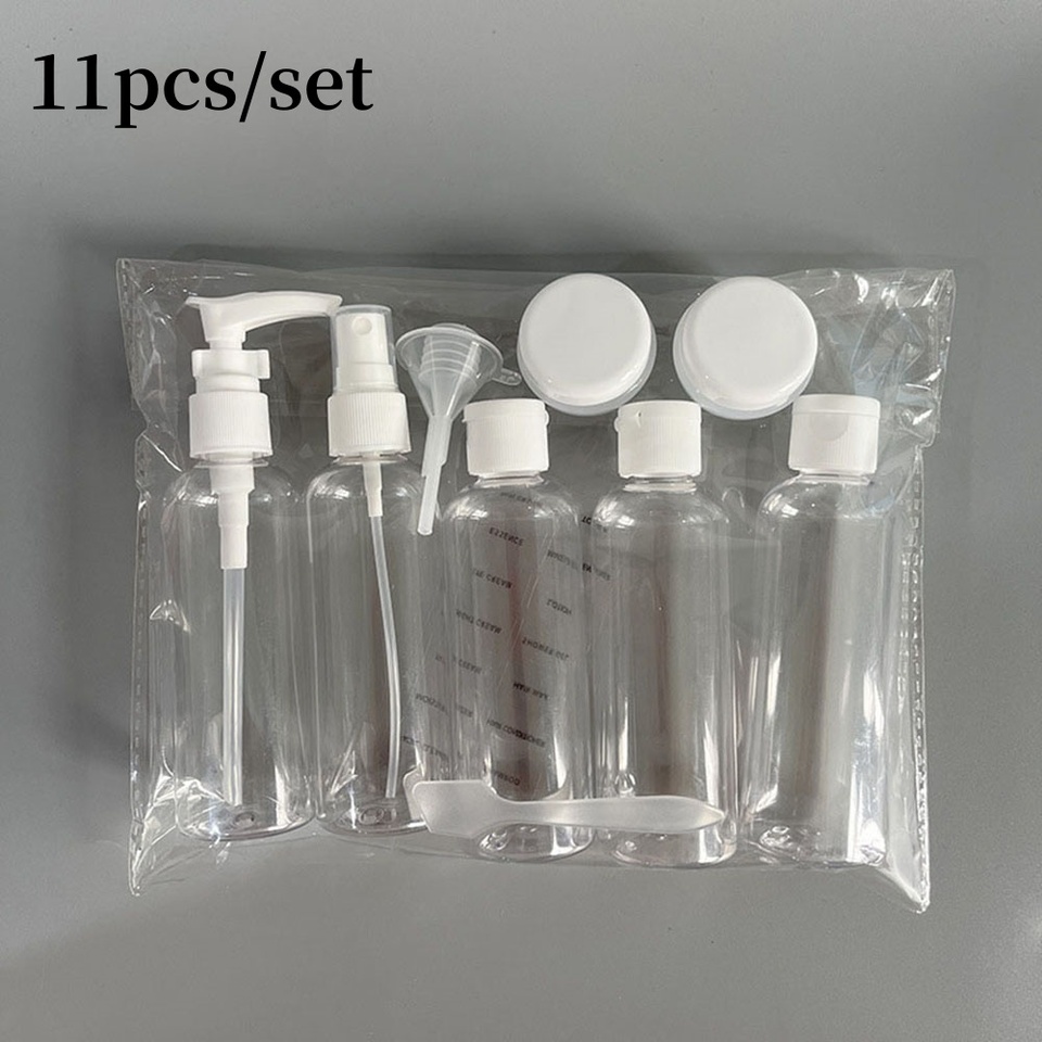 11pcs/set Refillable Bottles Transparent Perfume Atomizer 100ml Empty Spray Bottle Lotion Cream Sub-Bottling Travel Accessories