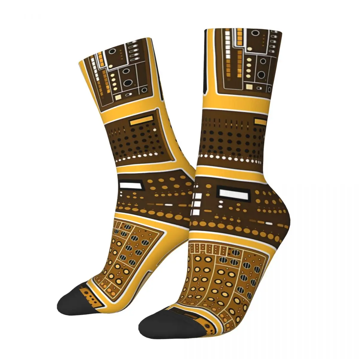 

Happy Men's Socks Drum Machine Ensemble Vintage Modular Synthesizer Hip Hop Casual Crew Sock Gift Pattern Printed