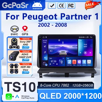 Radio con video Android 16 para Peugeot Partner 1 2002 - 2008, navegación GPS, DVR de alto rendimiento, WiFi, pantalla táctil 1