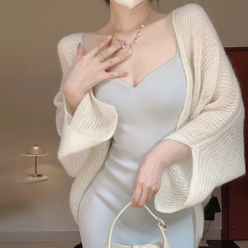 Summer Fashionable Mohair Knitted Cardigans Loose Solid Color Outer Layer With Sun Protection And Lazy Design Sense Tops 3