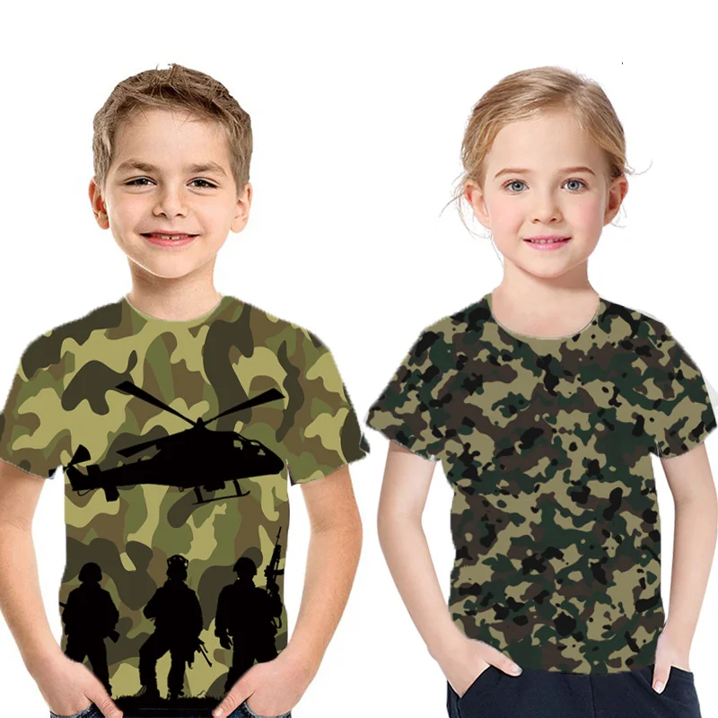 

Camouflage Color Graffiti 3D Printing T-Shirt Boys Girls Anime Graphics Kids Pattern Children's Baby O-Neck Top Summer Clothes