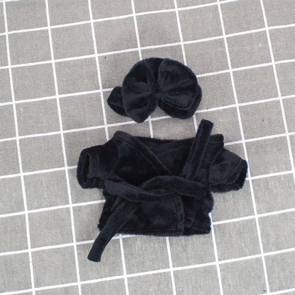 New Cute 10cm Cotton Doll Velvet Pajamas Clothes with Headband for 1/12 BJD Doll Sleep Clothes Bathrobe Accessories 6