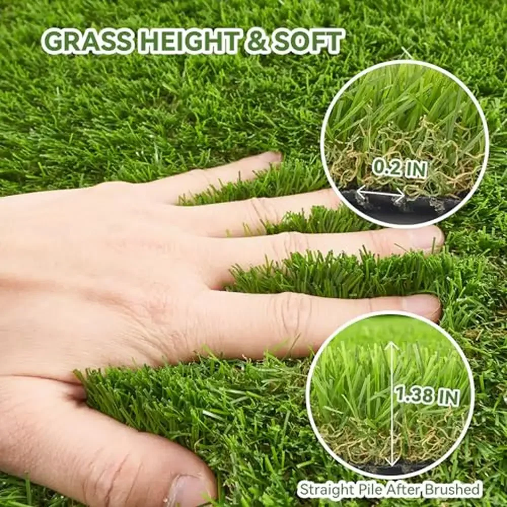 Artificial Grass Turf Outdoor Indoor 4x6 FT High-density Fake Grass Rug Eco-friendly Drainage Holes Pet Child Safe Non-slip Firm