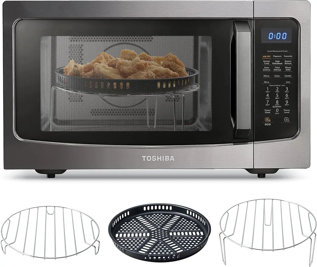

Toshiba 4-в-1 стандартная (BS) Рабочая микроволновая печь, умный датчик, конвекция, комбинированная воздушная фритюрница, бесшумная функция,
