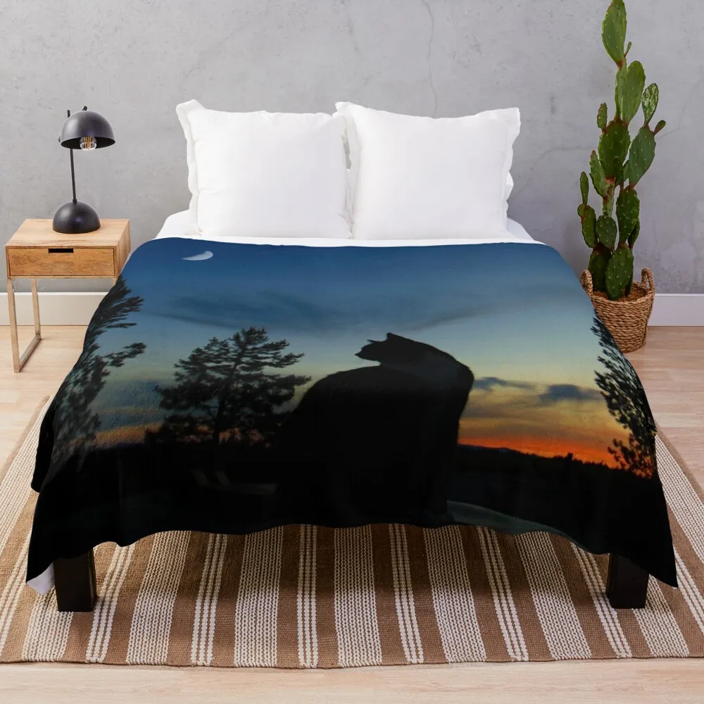 

Familiar Shadow Sunset Throw Blanket blanket with well thick king wool