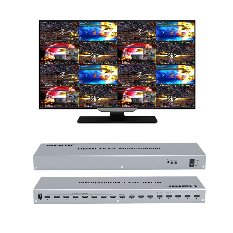 16X1 Hdmi Multi-Viewer 4 8 16 Vie Multi Screen Splitter Video Multiplexer 16 In 1 Out 1080P Per Fotocamera Laptop Pc A Tv Monitor