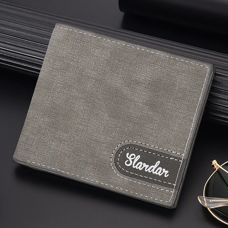 New men's wallet soft leather short youth wallet ultra-thin trendy student personalized horizontal wallet