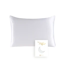 Luxurious 100% Natural Mulberry Silk Pillowcase with Hidden Zipper - 19MM Pure Silk - 65x65cm-2PCS (White)