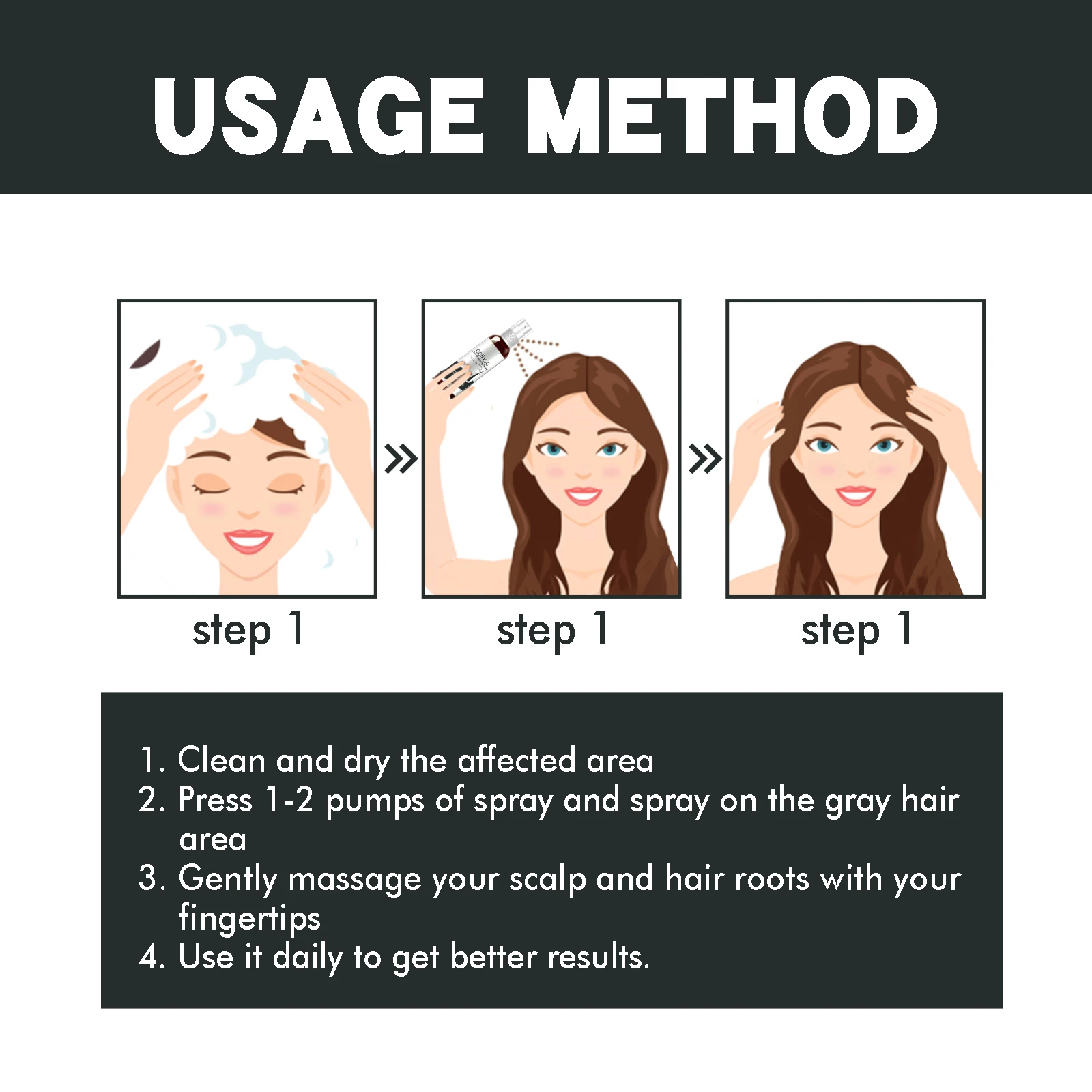 Black Hair Spray Dye Anti Gray Hair Remover