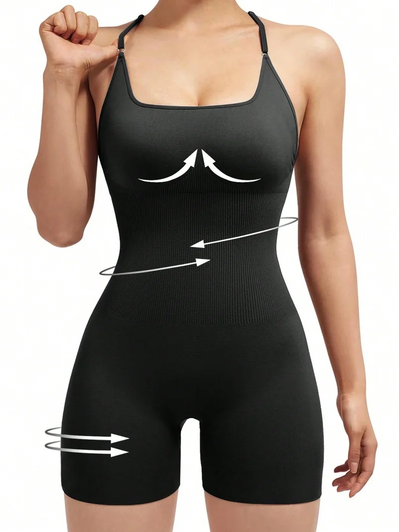 Sexy Fitness Jumpsuit Women Cross Adjustable Sports Playsuit Running One Piece Yoga Suit Scrunch Shorts Backless Set Romper Best Sellers In Women's Clothing