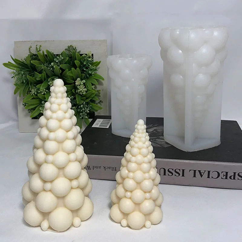 3D Bubble Christmas Tree Silicone Candle Mold Handmade Scented Candle Making Kit Gypsum Resin Soap Mould Christmas Decor Gifts
