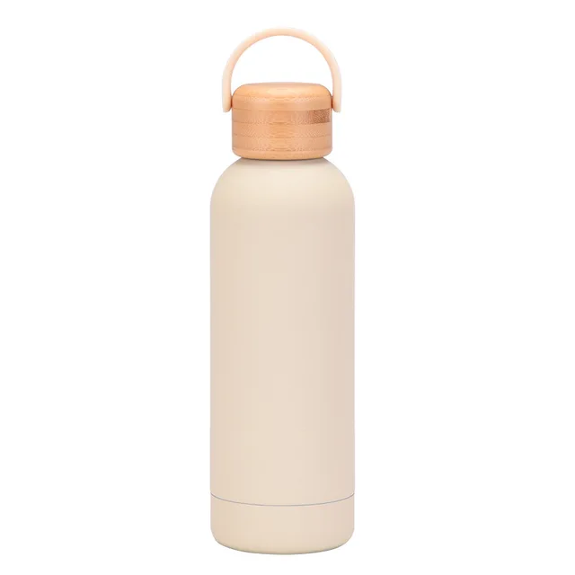 500ML Small Mouth Sports THERMOS CUP With Bamboo Handle Lid,Stainless Steel Vacuum Flasks,Drinkware,Outdoor Travel WATER BOTTLE 6