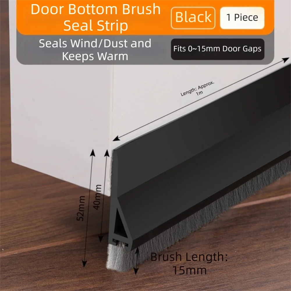 Premium Soundproof PVC Door Draft Stopper with Self-Adhesive Brush Design - 100cm Weatherproof Sealing Strip