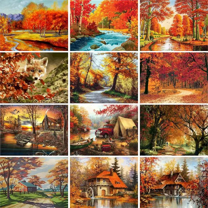 

GATYZTORY Frame Landscape Painting By Numbers Wall Art Picture Canvas By Numbers Handpainted For Home Decors Gift