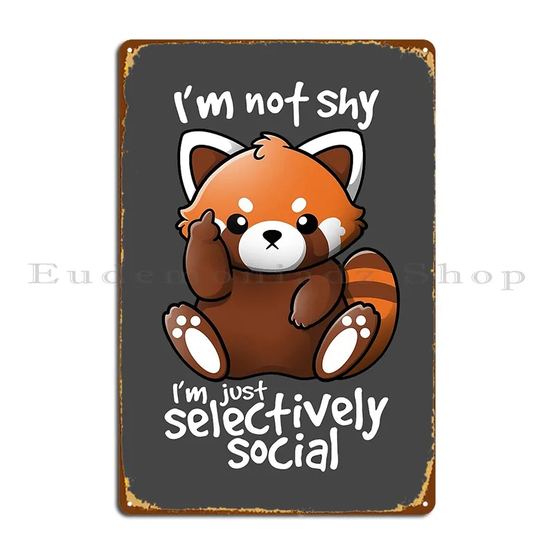 

Shy Red Panda Metal Plaque Poster Retro Retro Garage Designing Plaques Tin Sign Poster