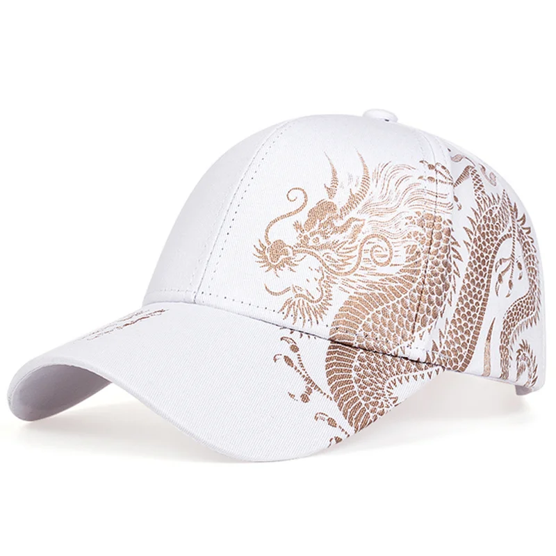 Eladó Unisex Arany Sárkány Nyomtatású Snapback Baseball Sapkák Tavaszi és Őszi Kültéri Állítható Hétköznapi Kalapok Napvédő Kalap_voghion.com