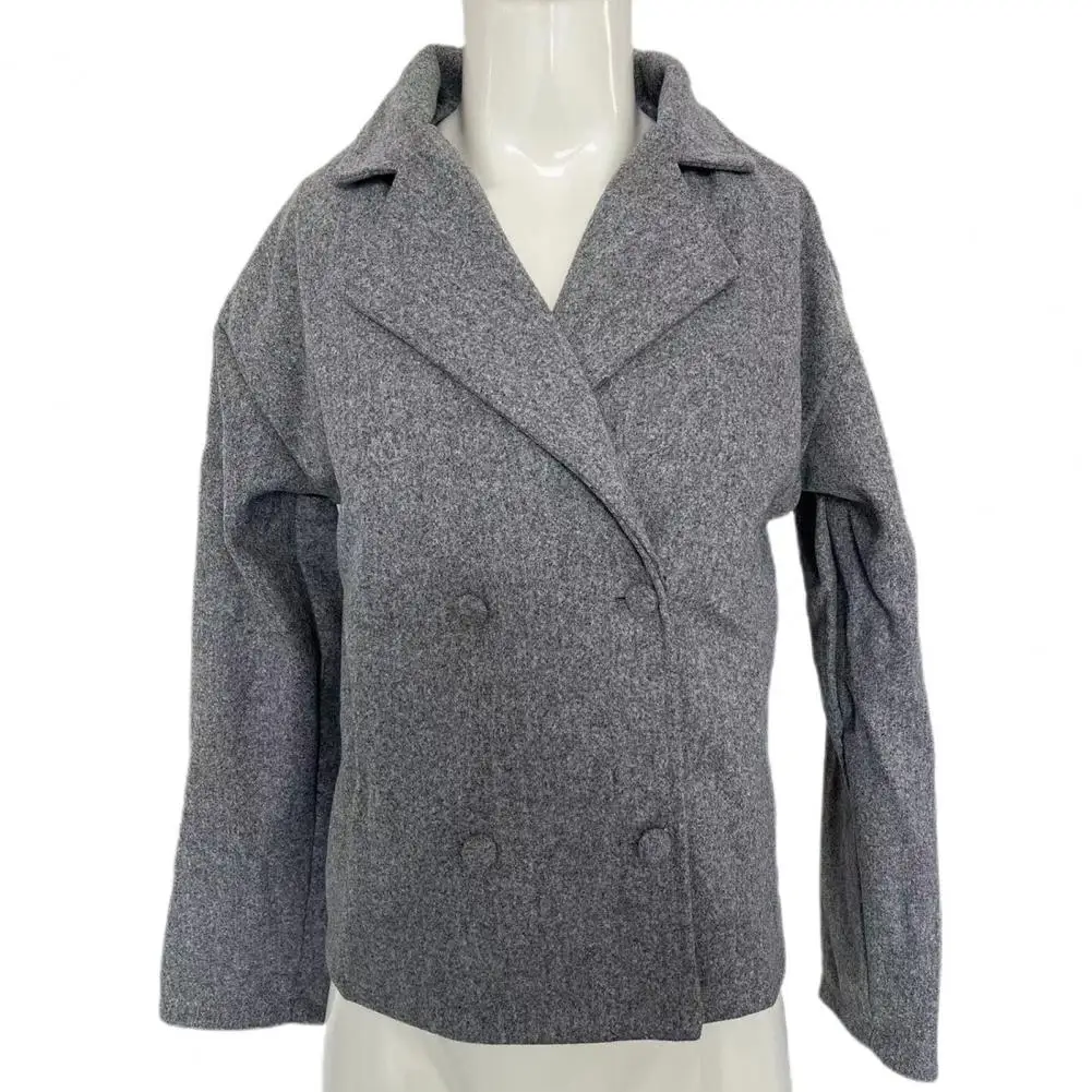 

Пальто мужское шерстяное двубортное, стильное пальто с длинным рукавом, воротником с лацканами и карманами, модная уличная одежда на зиму