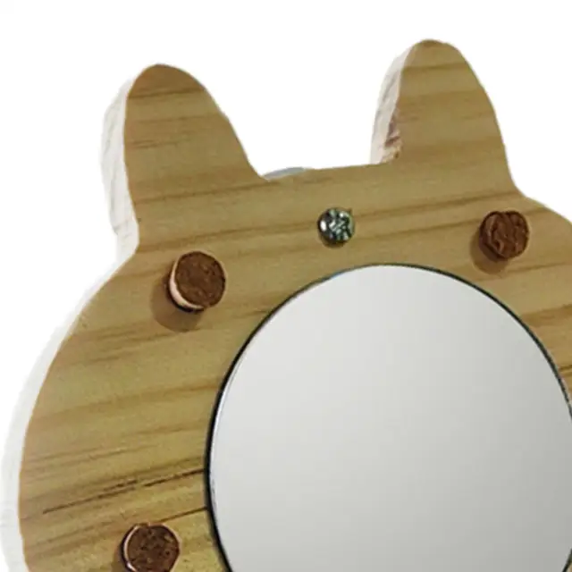 Bird Parakeet Mirror for Cage Interactive Play Toy Wooden Perch Stand Bird Toy for Grey Macaw Lovebird Parakeets Finch Conure 5