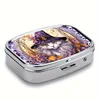 A Gorgeous Cat Wizard Medicine Kit - Mini 2-Grid Metal Medicine Organizer, Portable Travel Pocket Medicine Kit - Ideal Gift 2