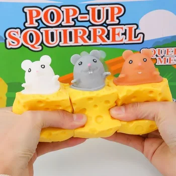 Mouse Stress Ball Toy Cheese Stress Ball Squishy Rat Squeeze Cheese Fidgets Squishy Mice Toy Stress Prank toy