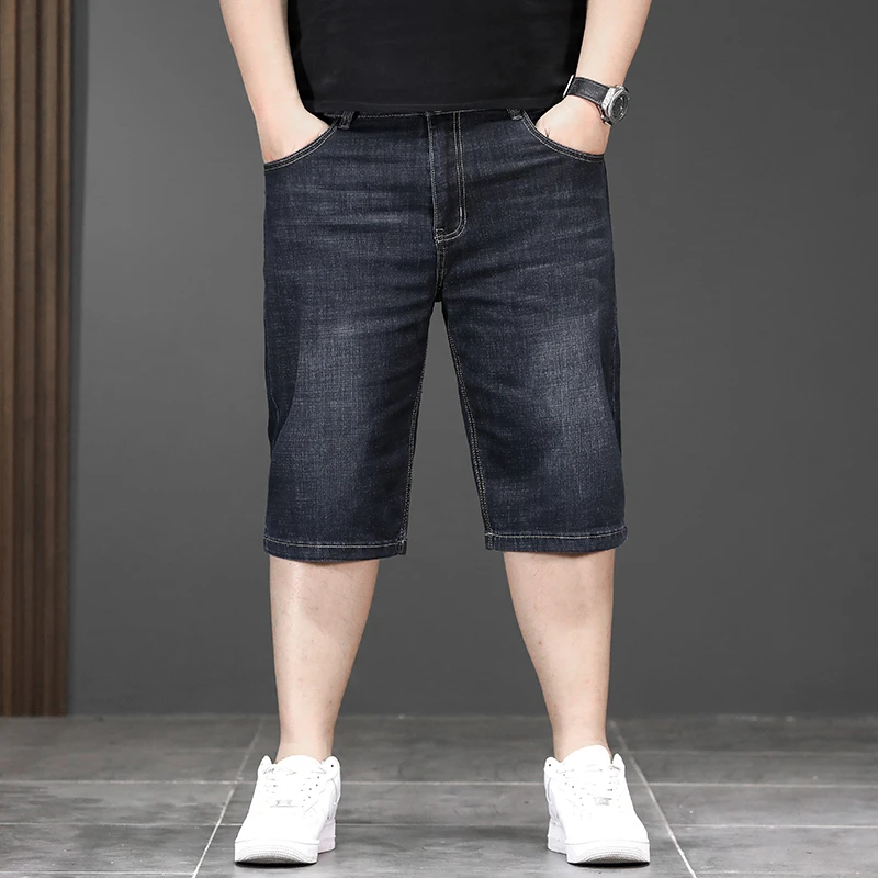 New Summer Denim Short Jeans Men Plus Size M-44 46 48 Fatty Guys Middle Pants Trendy Cowboy Short Pant Male High Quality Brand 2