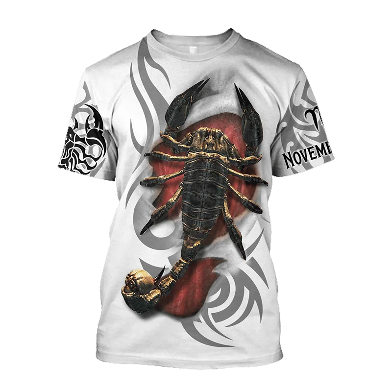 

Men's T-shirt Sports T-shirt Men's Clothing Summer Top 3D Printed Scorpion Pattern Short Sleeve Casual Running Oversized T-shirt