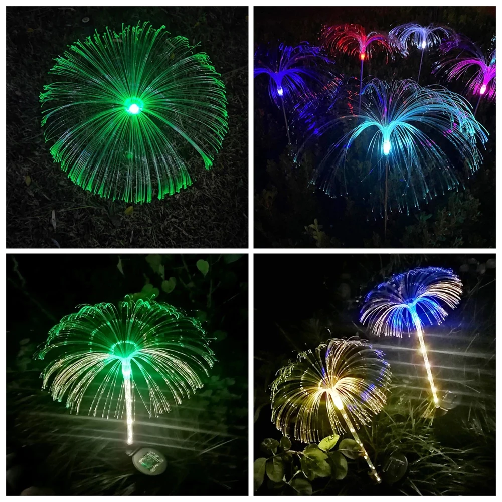 태양광 LED 해파리 조명, 광섬유 해파리 램프, 장식 해파리 램프, 야외 안뜰 조경 램프, 600mAh