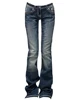 Women Gyaru Japanese Harajuku Trashy Y2K Jeans Low Rise Flare Denim Pants 2000s Bell-Bottom Long Trousers Kpop Vintage Slim Hot 1