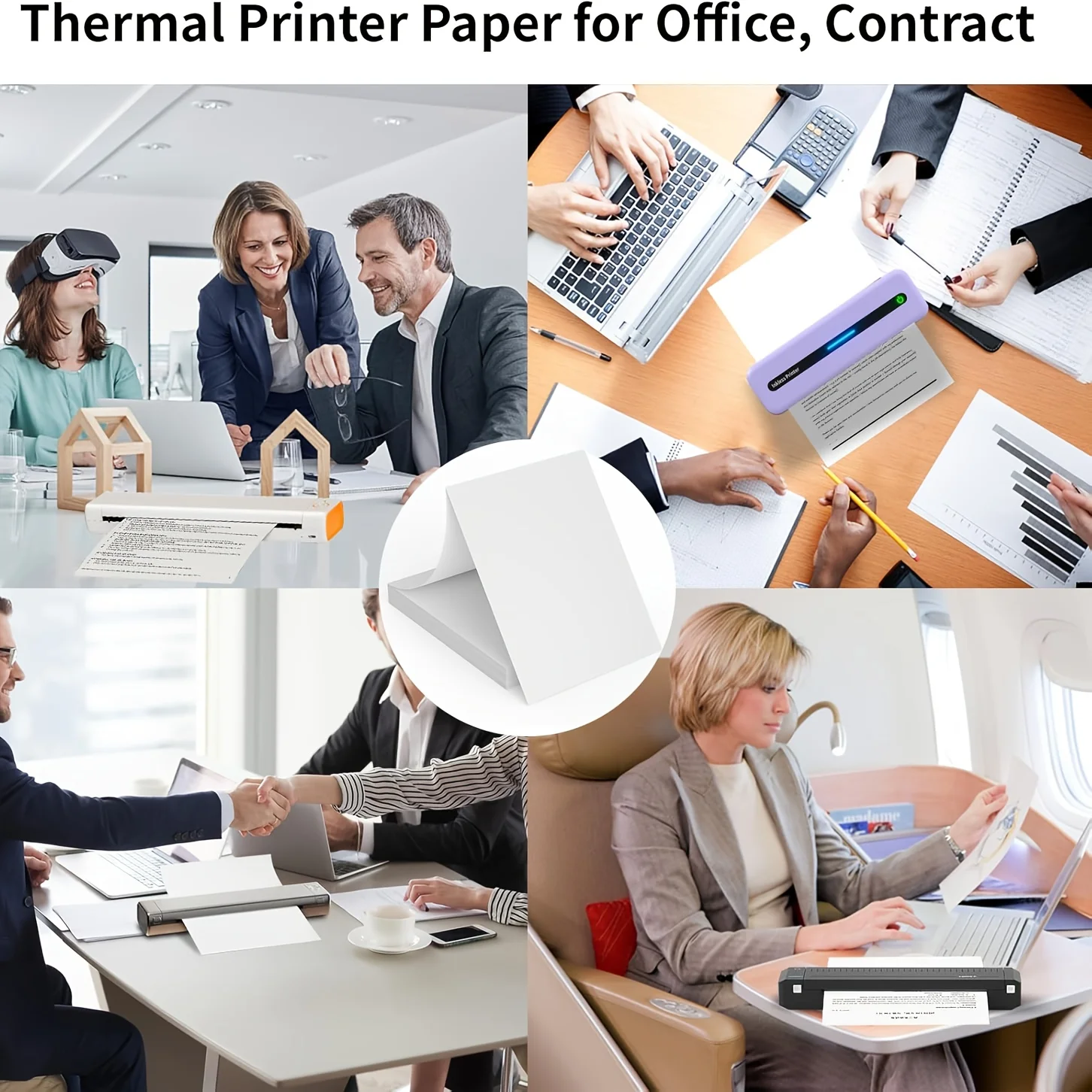 100/200 Sheets Thermal Paper, Continuous Folding, for A4 Portable Printers, Compatible with Portable Thermal A4 Printers