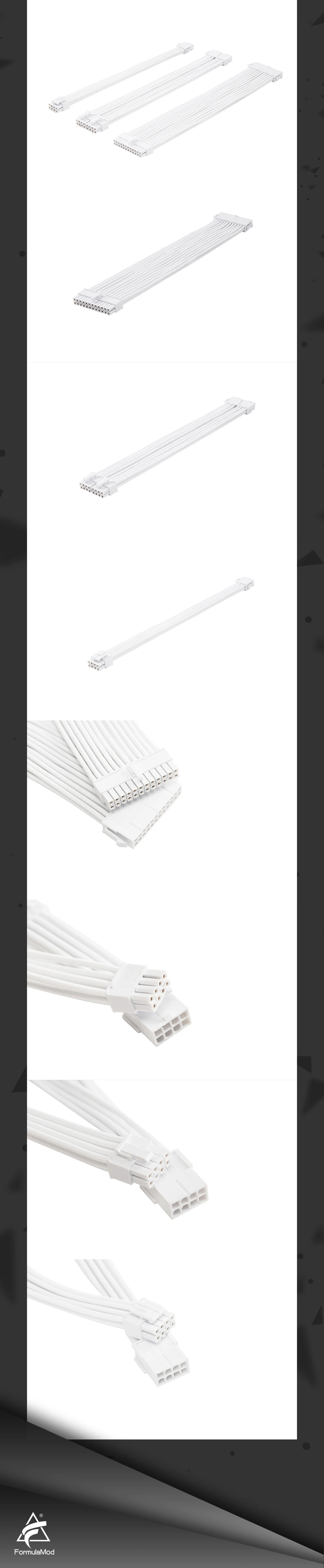 FormulaMod Netzteil-Verlängerungskabel-Set, kein vorgebogenes einfarbiges Kabel, solide Kombination, 300 mm, ATX24Pin, PCI-E8Pin, CPU8Pin mit Kämmen – Detail 3