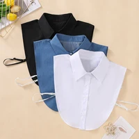 Faux col pointu en coton pour femme, style demi-chemise, col décoratif polyvalent, document solide élégant, à la mode 1